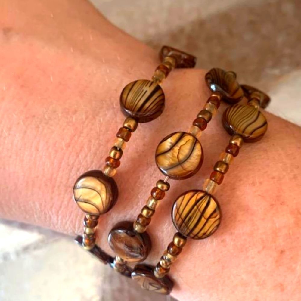 Made By Melanie Memory Bracelet Bronze And Copper Tiger Eyes NEW